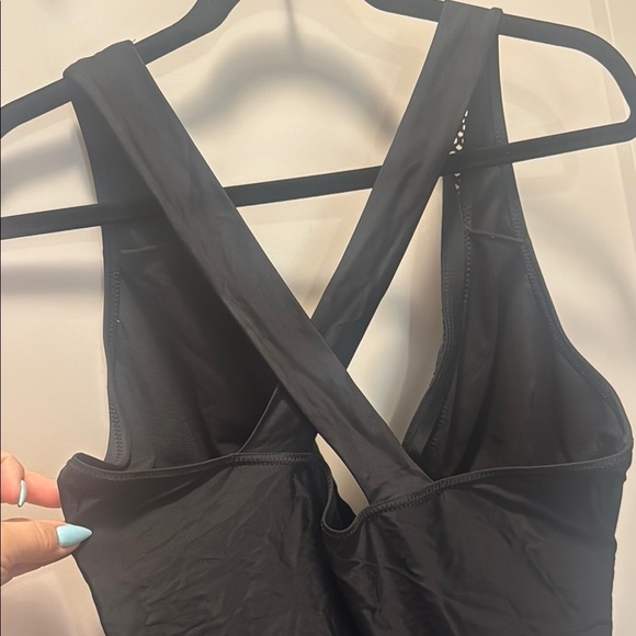 Black V-Neck One-Piece Swimsuit XXL - Picture 3 of 4